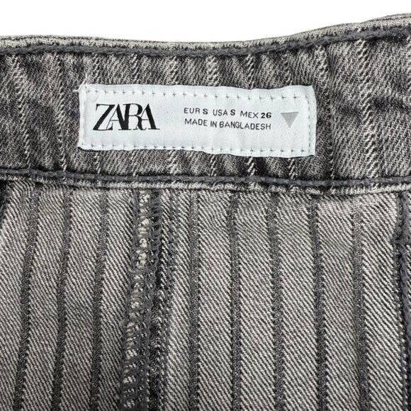 NWT ZARA Denim Mid Rise Striped Box Pleat Skirt Size Small - Picture 5 of 6